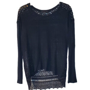 Generation Love black linen crocket lace back with lightweight opaque front xs